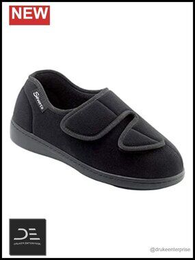 Stretchable Wide Fit Slippers with Hook-and-Loop Closure, Non-Slip, Lightweight